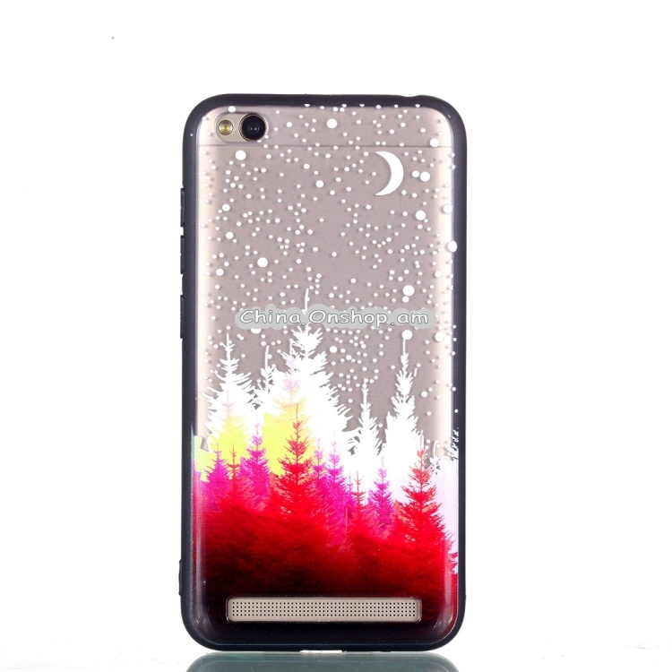 For Xiaomi Redmi 5A Red Forest Pattern TPU + PC Full Coverage Protective Back Case