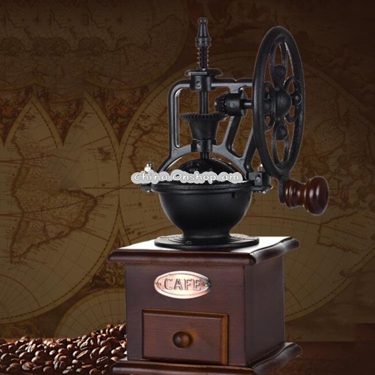 Manual Coffee Grinder Antique Cast Iron Hand Crank Coffee Machine