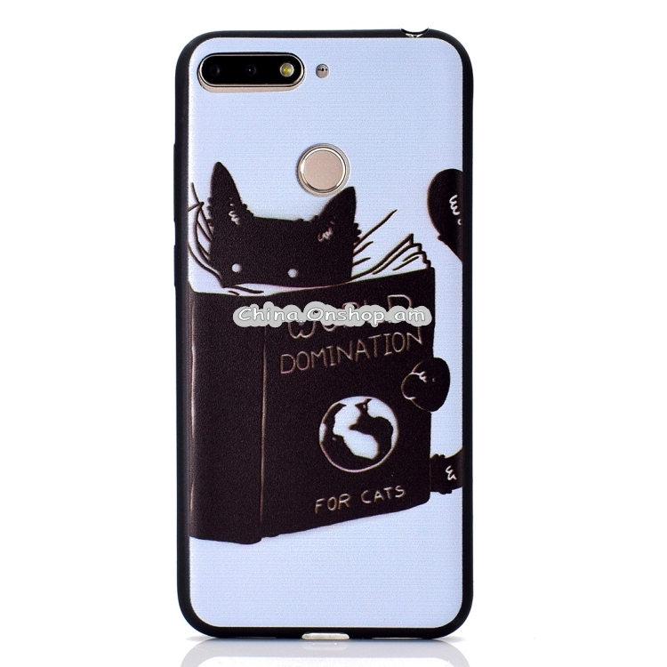Painted Soft TPU Protective Case For Huawei Honor 7A (Black Cat)
