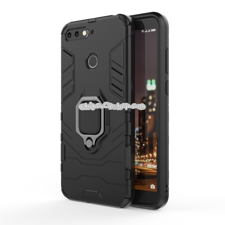 PC + TPU Shockproof Protective Case for Huawei Honor 7A, with Magnetic Ring Holder