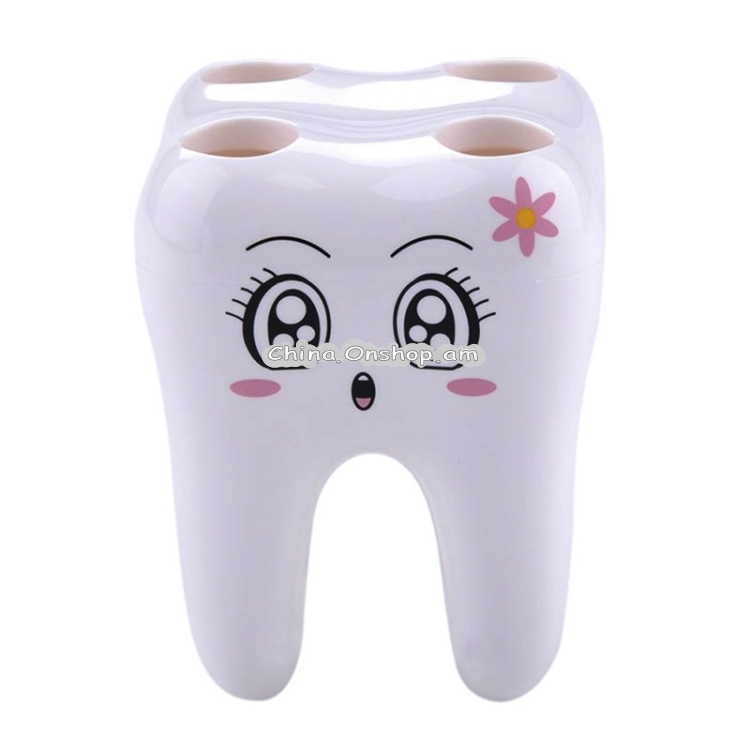 Cartoon Teeth Shape 4 Holes Toothbrush Holder Stand Brush Rack Tooth Brush Shelf Shaving Razor Storage Holder