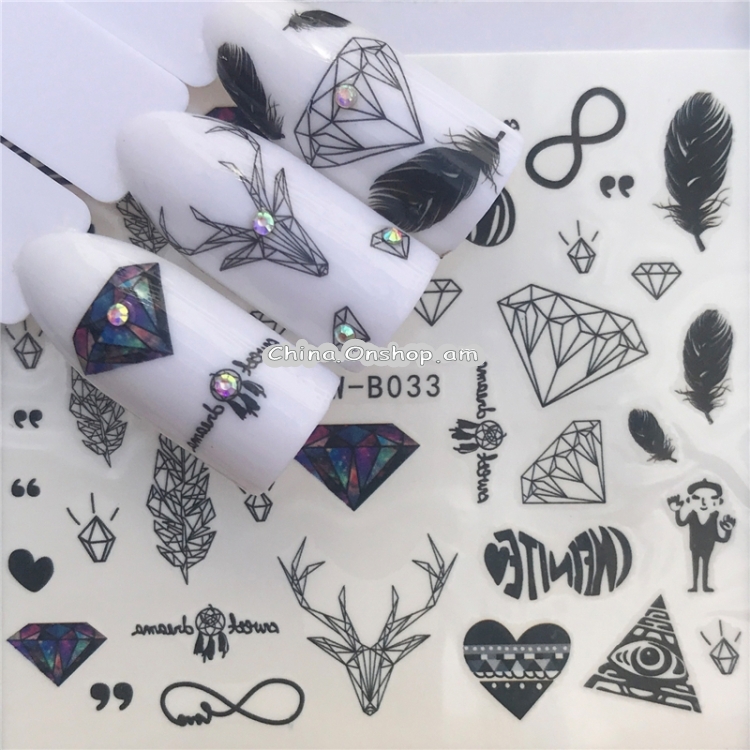 3 PCS Nail Sticker Set Decal Water Transfer Slider Nails Art Decoration