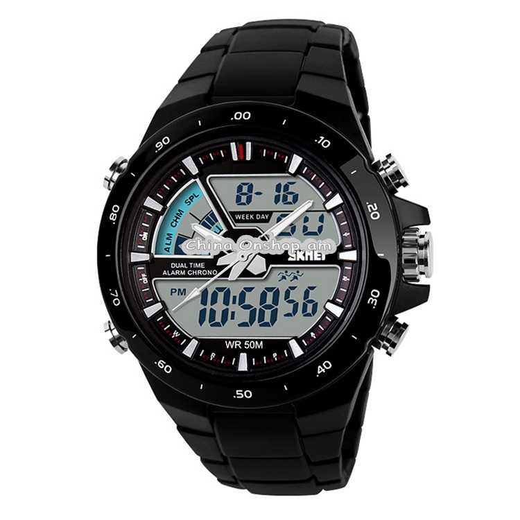 SKMEI 1016 Multifunctional Men Outdoor Sports Noctilucent Waterproof Double Digital Watch