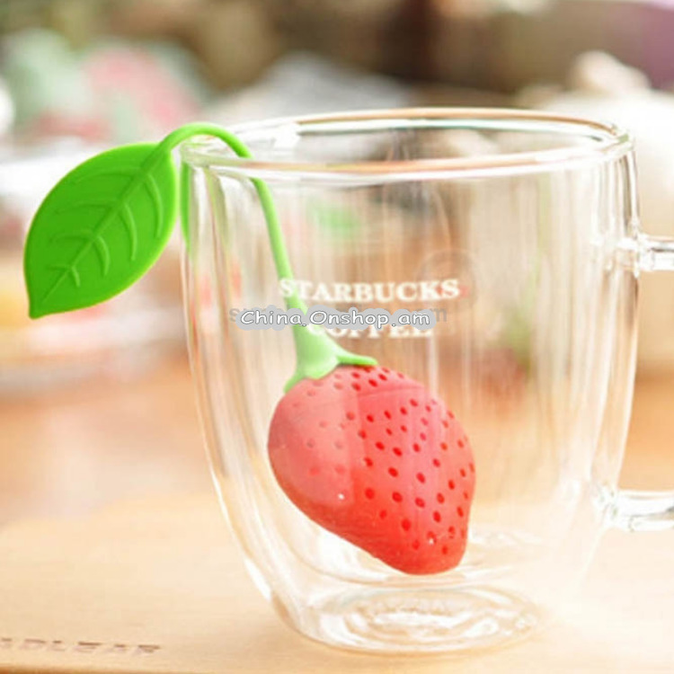 2PCS Strawberry Shape Silicone Kitchen Tea Strainer Tea Infuser Tea Bag