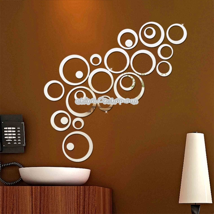 24 PCS 3D DIY Circles Decoration Mirror Wall Stickers for TV Background Home Decor Acrylic Decor Wall Art