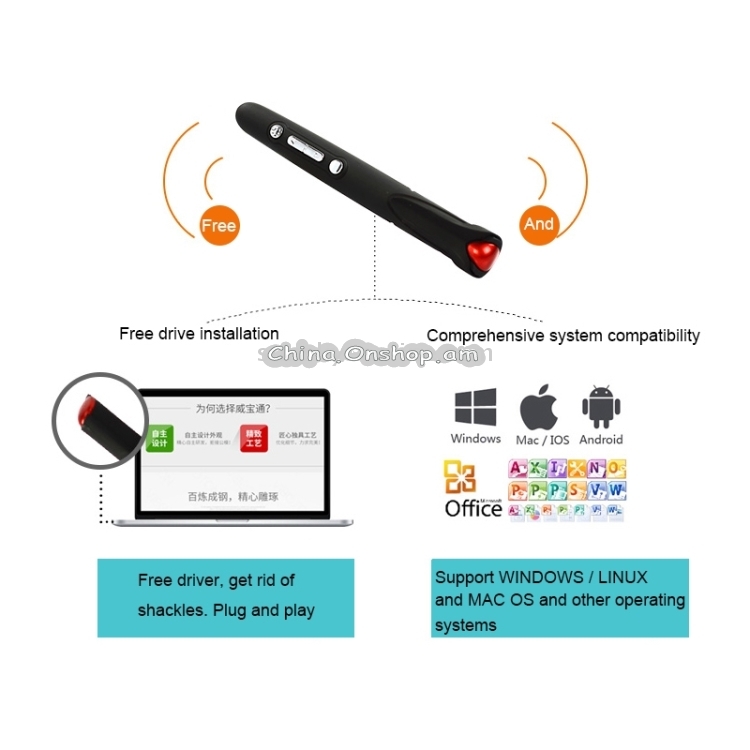 PP870 Multimedia Presenter with Laser Pointer with USB Receiver for Projector / PC / Laptop, Control Distance