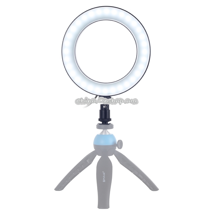 PULUZ 6.2 inch USB 3 Modes Dimmable LED Ring Vlogging Photography Video Lights with Cold Shoe Tripod Ball Head