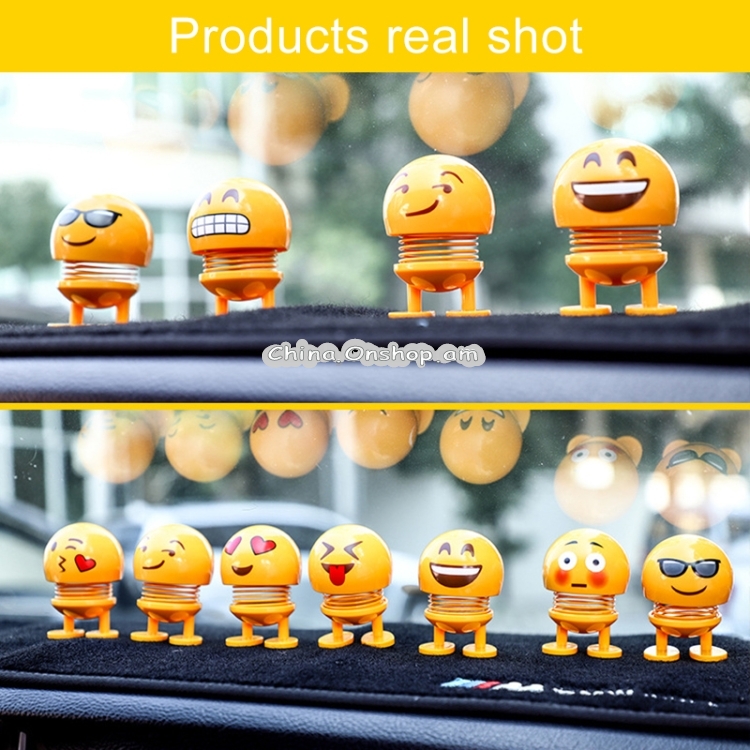Car Interior Simulation Shaking Head Toy Swinging Sinister Smile Emoji Expression Decor Ornament
