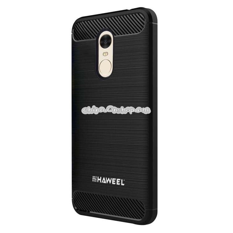 HAWEEL for Xiaomi Redmi Note 4 Brushed Carbon Fiber Texture Shockproof TPU Protective Case(Black)