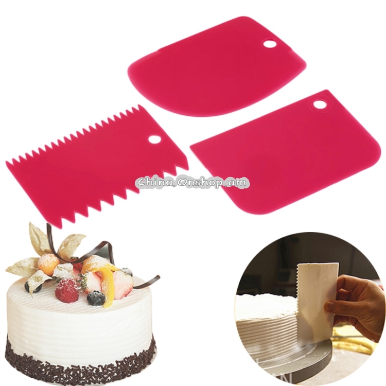 6PCS/2Set Colorful Multifunctional Irregular Teeth Edge DIY Cream Scraper Set Cake Mold Tools(Purple)