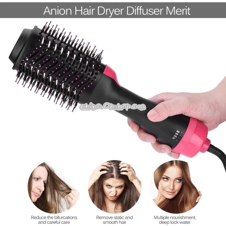 2 in 1 Multi-functional Comb Styling Rotating Hot Hair Dryer Straightener Curler