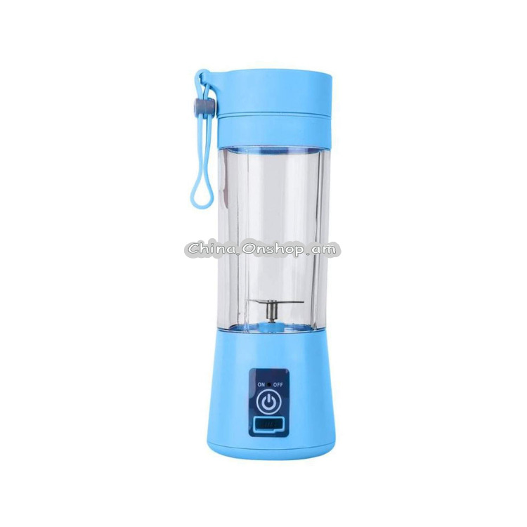USB Rechargeable Electric Automatic Vegetable Fruit Citrus Orange Juice Maker Cup Mixer Bottle (400ML)(6 Blades Blue)