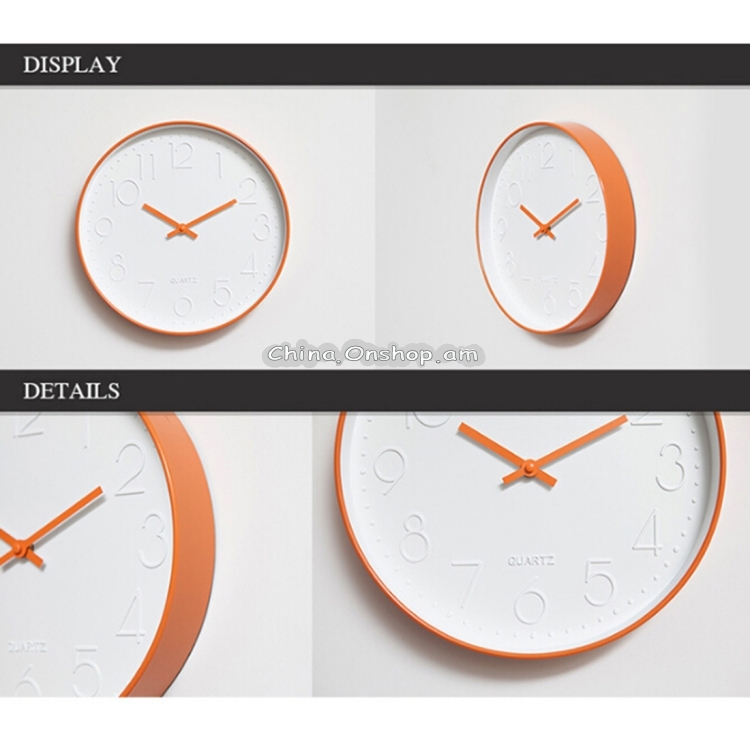 Home Office Room Modern Silent Non Ticking 12 inch Round Decorative Wall Quartz Clock