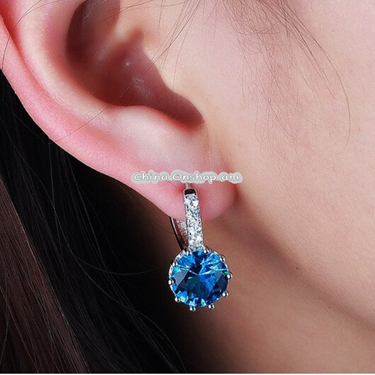 925 Sterling Silver Women Shiny Shape Micro-inserts Zircon Earrings