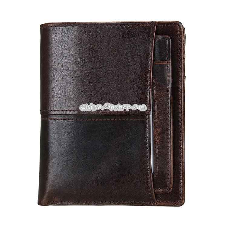 Antimagnetic RFID Men Oil Wax Leather Wallet with Detachable Card Holder