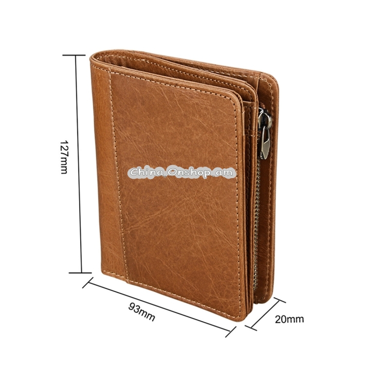Antimagnetic RFID Men Fashion Crazy Horse Textyure Genuine Leather Wallet Card Bag