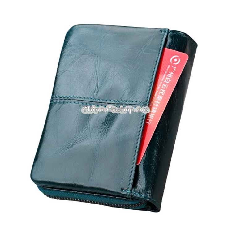 3577 Antimagnetic RFID Men and Women Crazy Horse Texture Leather Zipper Wallet