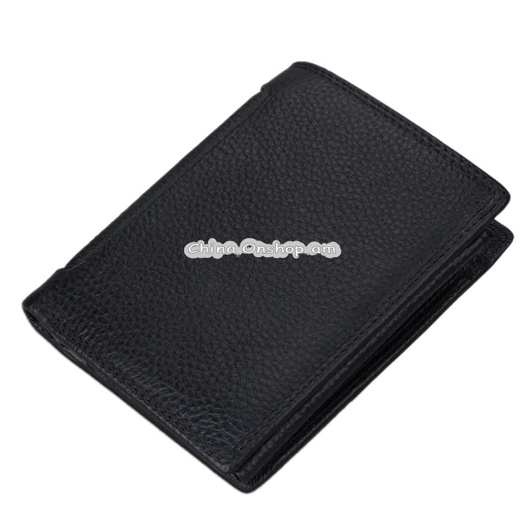 Genuine Cowhide Leather 3-folding Card Holder Wallet RFID Blocking Card Bag Protect Case for Men