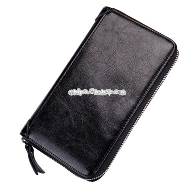 Multi-function Genuine Leather Long Style Zipper Solid Color Card Holder Wallet RFID Blocking Certificate Passport Bag Protect Case