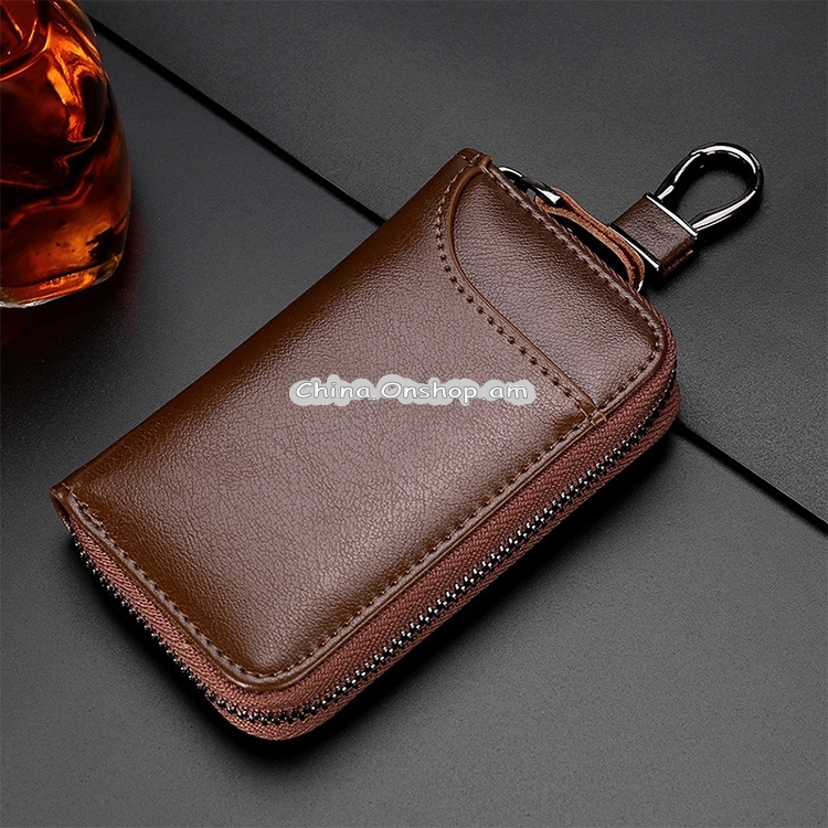 9105 Waist Hanging Large-capacity Zipper Leather Keys Holder Bag Multi-function Wallet