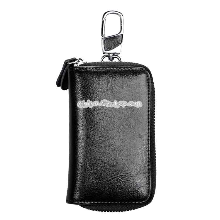 9101 Multi-function Waist Hanging Oil Wax Leather Zipper Wallet Keys Holder Bag