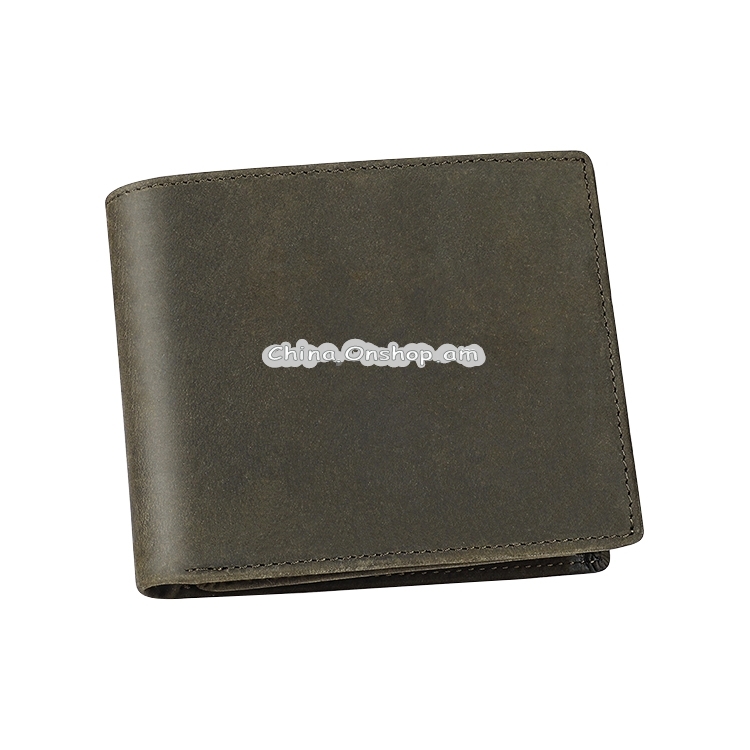 8022 Men Retro Sewing Top-grain Leather Wallet