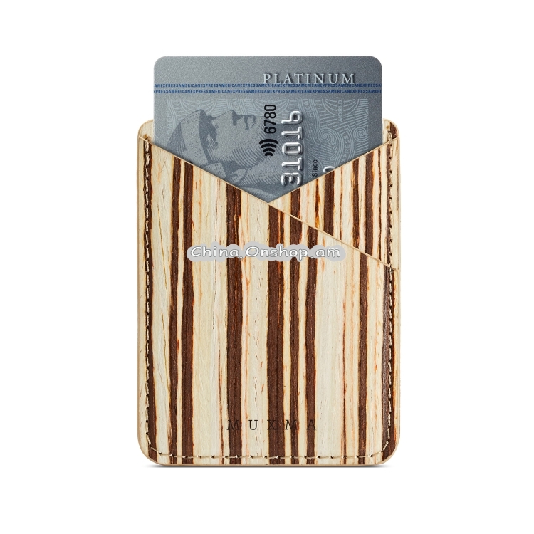 MUXMA Bamboo Pocket Card Mini Mobile Phone Case 3M Plastic Credit Card Set