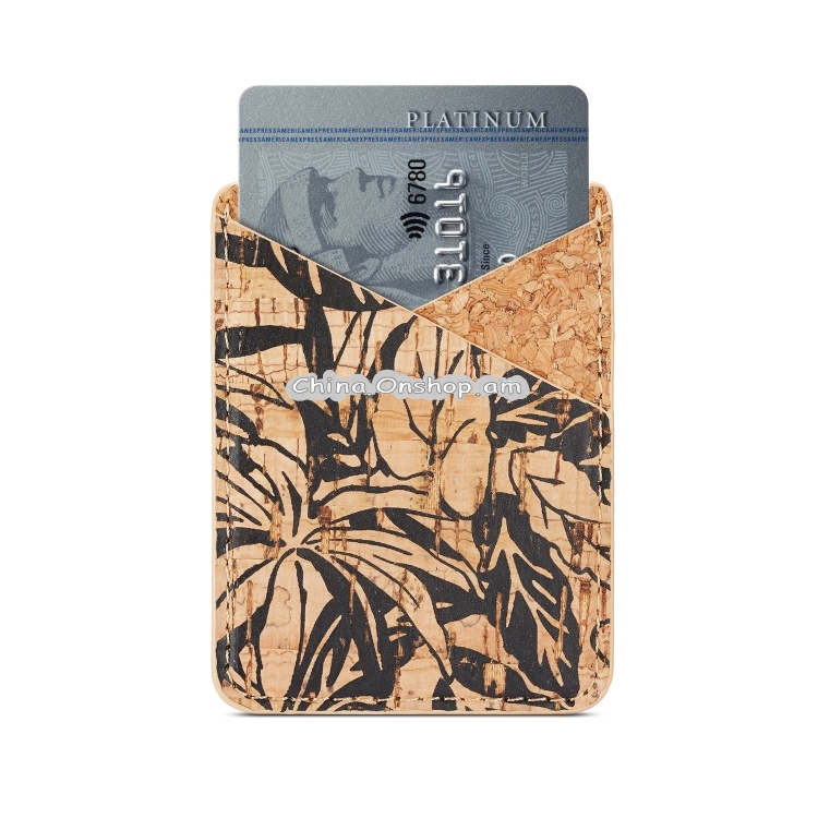 MUXMA Black Flower Cork Pocket Card Mini Mobile Phone Case 3M Plastic Credit Card Set