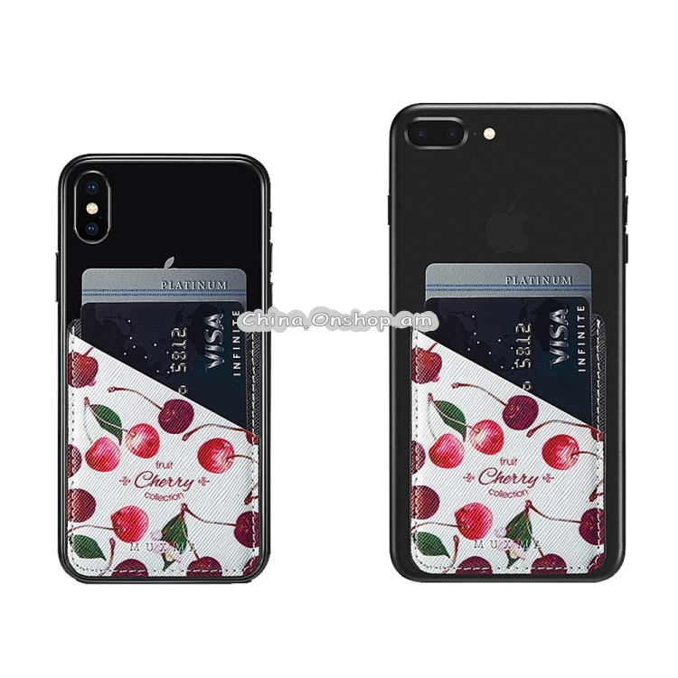 MUXMA Cherry Leather Pocket Card Mini Mobile Phone Case 3M Plastic Credit Card Mobile Phone Back Stickers Card Sets