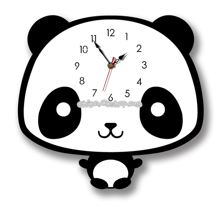 Creative Home Office Bedroom Decoration Panda Swing Acrylic Wall Clock