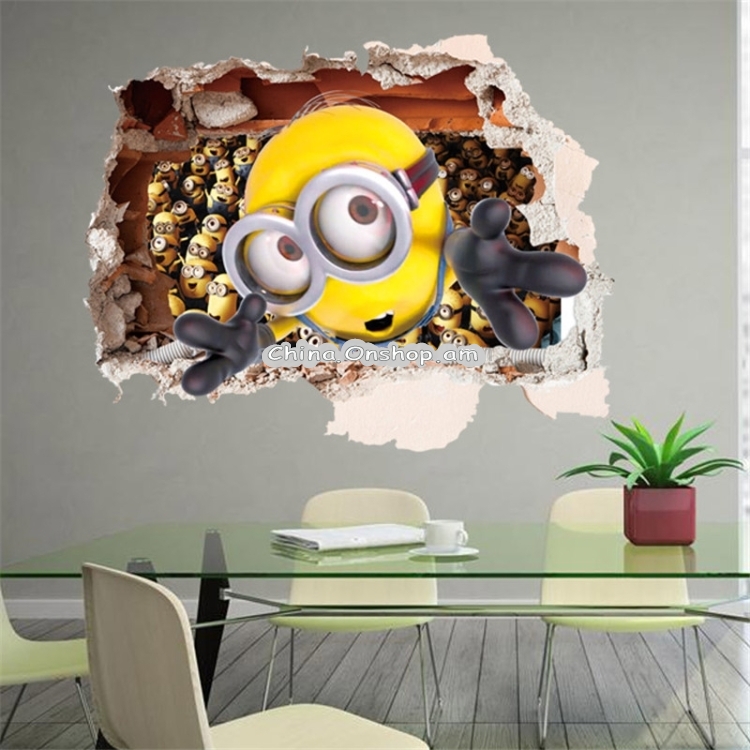 3D Home Decor Minions Removable Wall Stickers