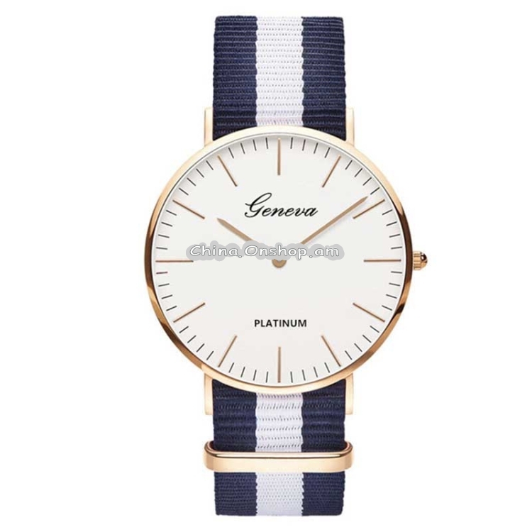 Simple Ultra-thin Large Dial Two-pin Color Matching Nylon Canvas Belt Quartz Watch