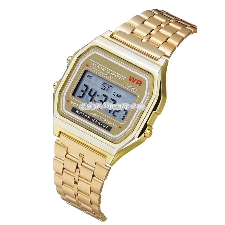 GENEVA Men Fashion Metal Band Electronic Quartz Wrist Watch (Gold)