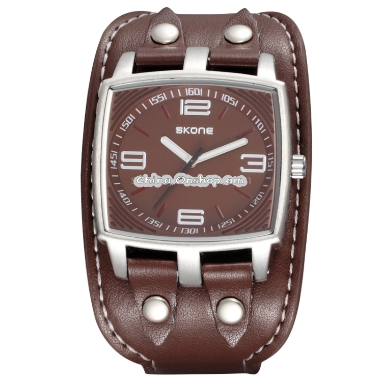 SKONE 3840 Fashion 3ATM Waterproof Quartz Movement Sport Watch with Large Diameter PU Band for Men
