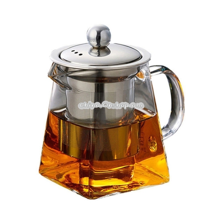 Stainless Steel Clear Heat Resistant Glass Filter Tea Pot