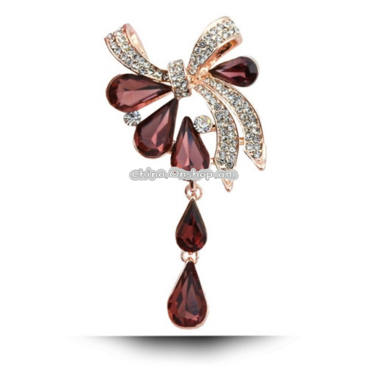 Women Drill Droplet Butterfly-knotted Brooch