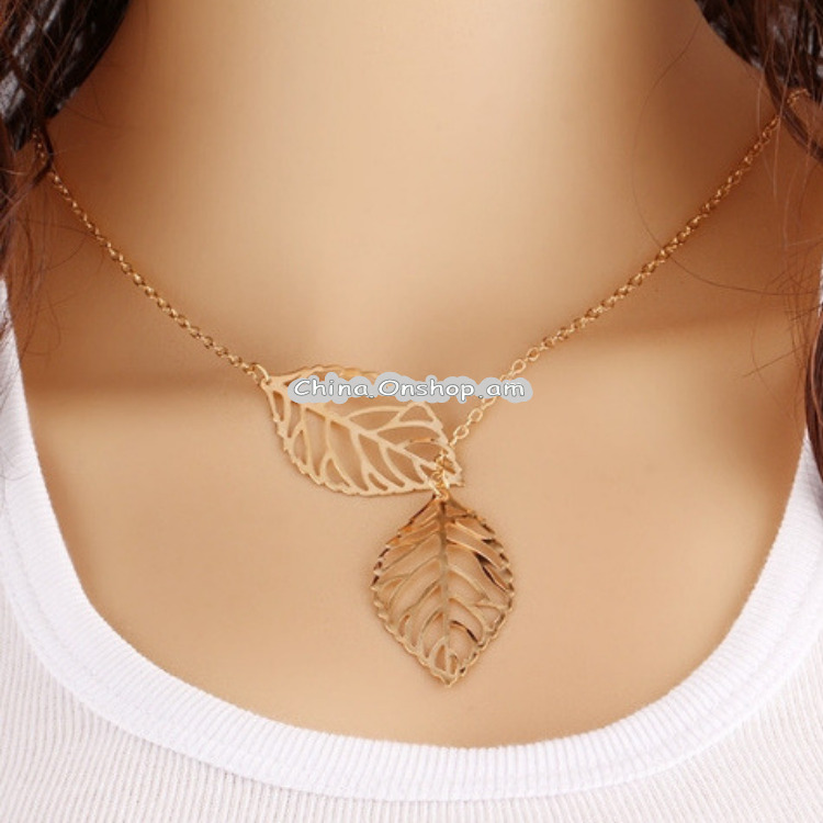 Fashion Jewelry Simple Personality Wild Temperament 2 Leaf Necklace Female Jewelry Necklace