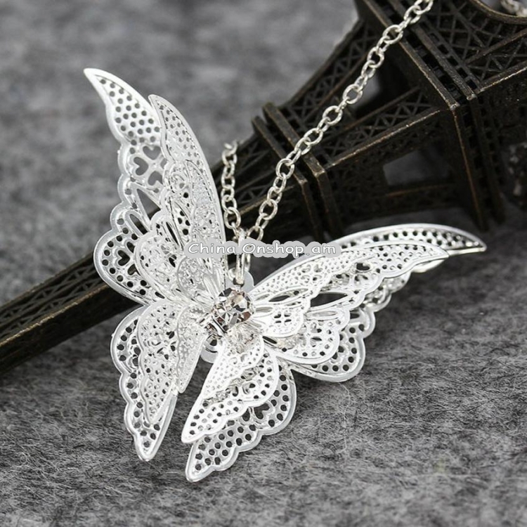 Women Lovely Butterfly Pendant Chain Necklace Jewelry