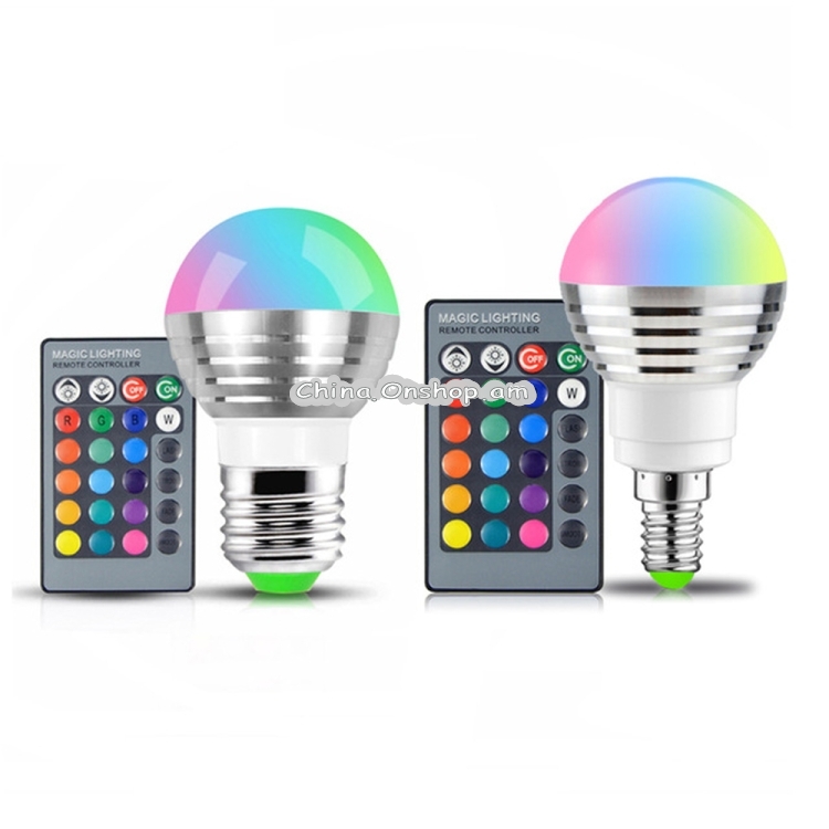 3W RGB LED լամպ հեռակառավարման վահանակով