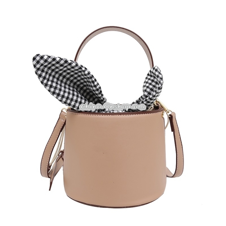 Cute Simple Wild Fairy Handcuffs Slanting Bucket Bag PU Single Shoulder Bag Messenger Bag