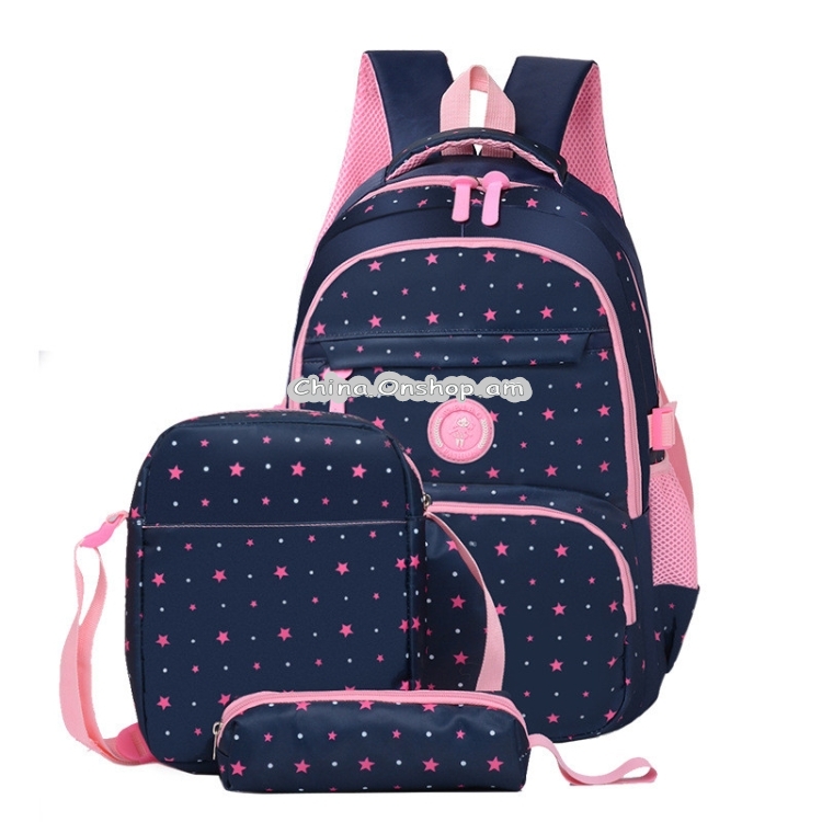 3 PSC/Sets Fashion School Backpack for Teenagers Girls