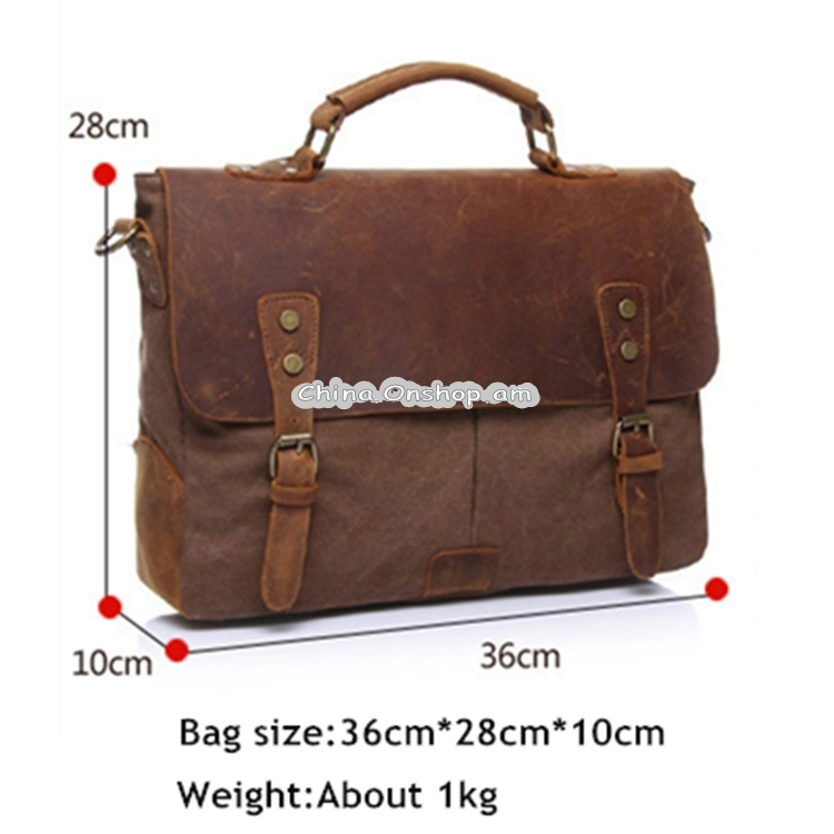 Vintage Handbag Genuine Leather Shoulder Bag Messenger Laptop Briefcase