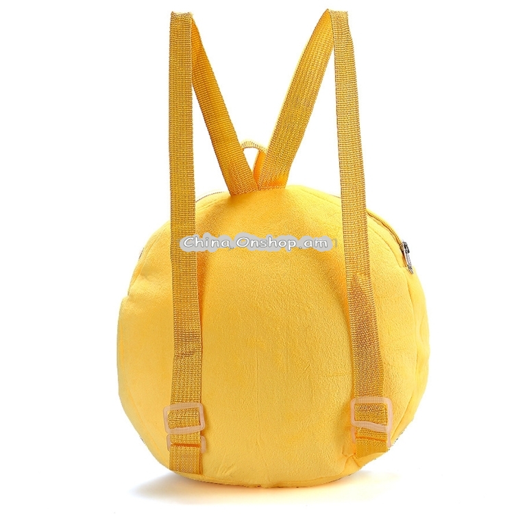 Portable Lovely Faces Round Shape Plush Doll Backpack, Kindergarten Children School Bag