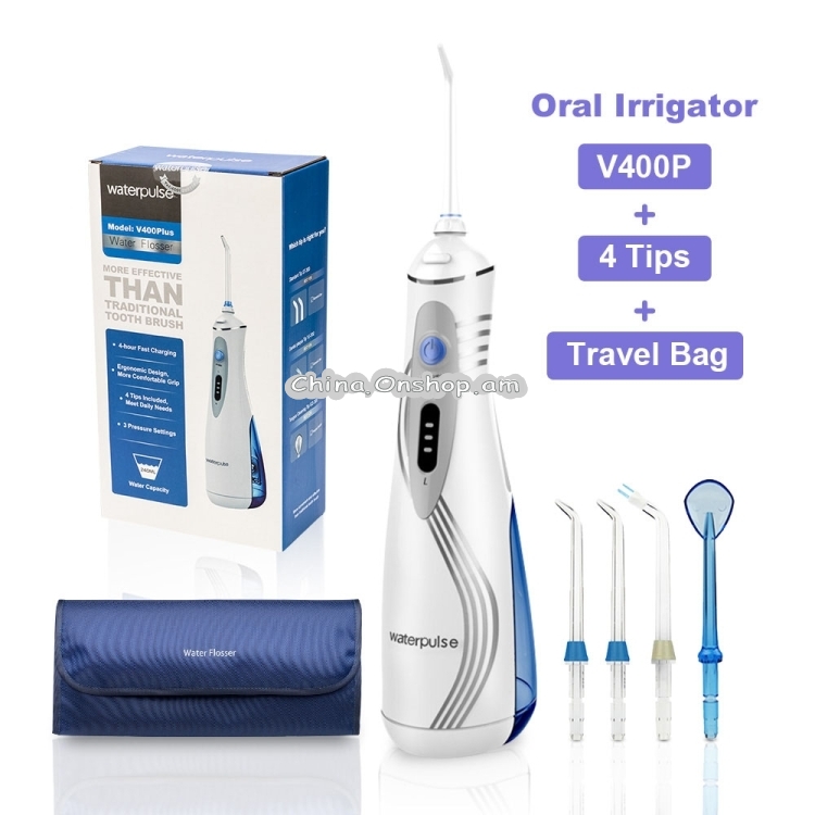 Waterpulse V400Plus Rechargeable Dental Cordless Oral Irrigator with Travel Case