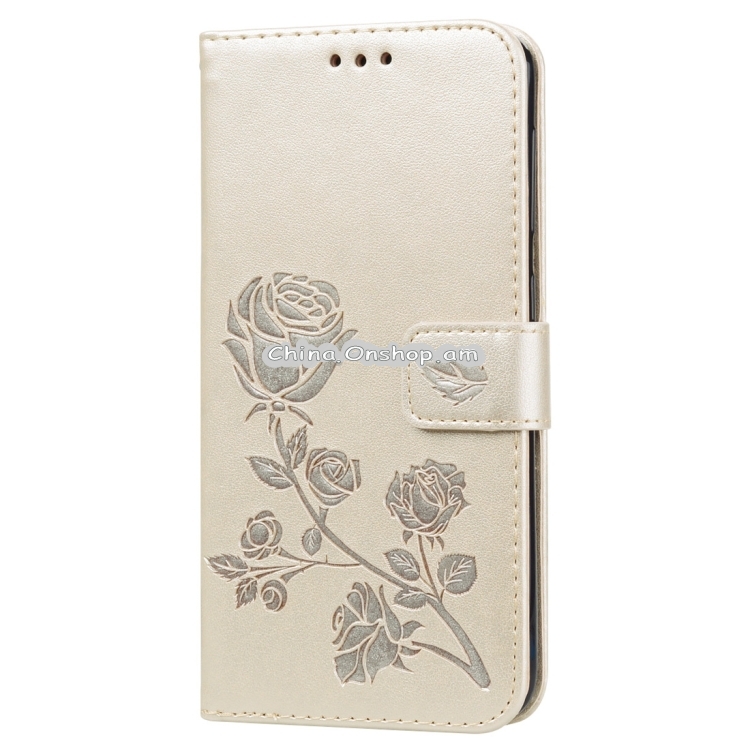 Rose Embossed Horizontal Flip PU Leather Case for Galaxy A10, with Holder & Card Slots & Wallet