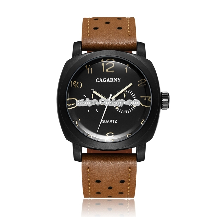 CAGARNY 6833 Fashionable Quartz Five Needles Sport Wrist Watch with Leather Band for Men