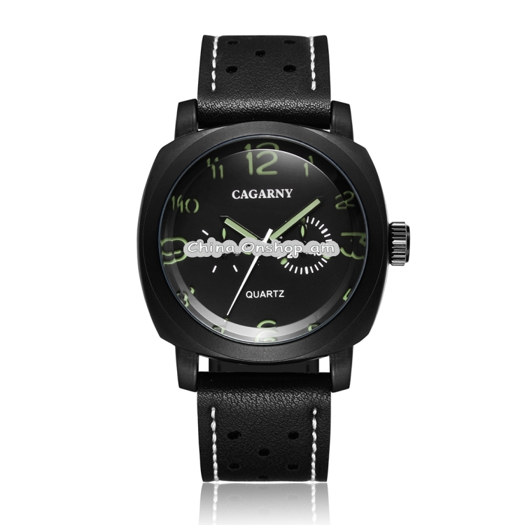 CAGARNY 6833 Fashionable Quartz Five Needles Sport Wrist Watch with Leather Band for Men
