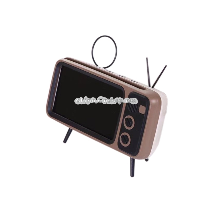 PTH-800 3W Retro TV Modeling Wireless Bluetooth Speaker with Mobile Phone Holder & Radio Function, Support Card & Call