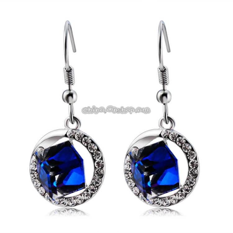 Unique Cube Block Style Crystal Ear Hooks Earrings for Women