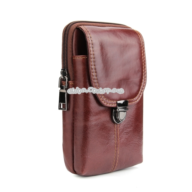 6.3 inch and Below Universal Crazy Horse Texture Genuine Leather Men Vertical Style